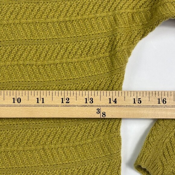 Sutton Studio Sweater Womens M Cashmere Chartreuse Cowl Neck Bell Sleeve Print - Picture 14 of 15